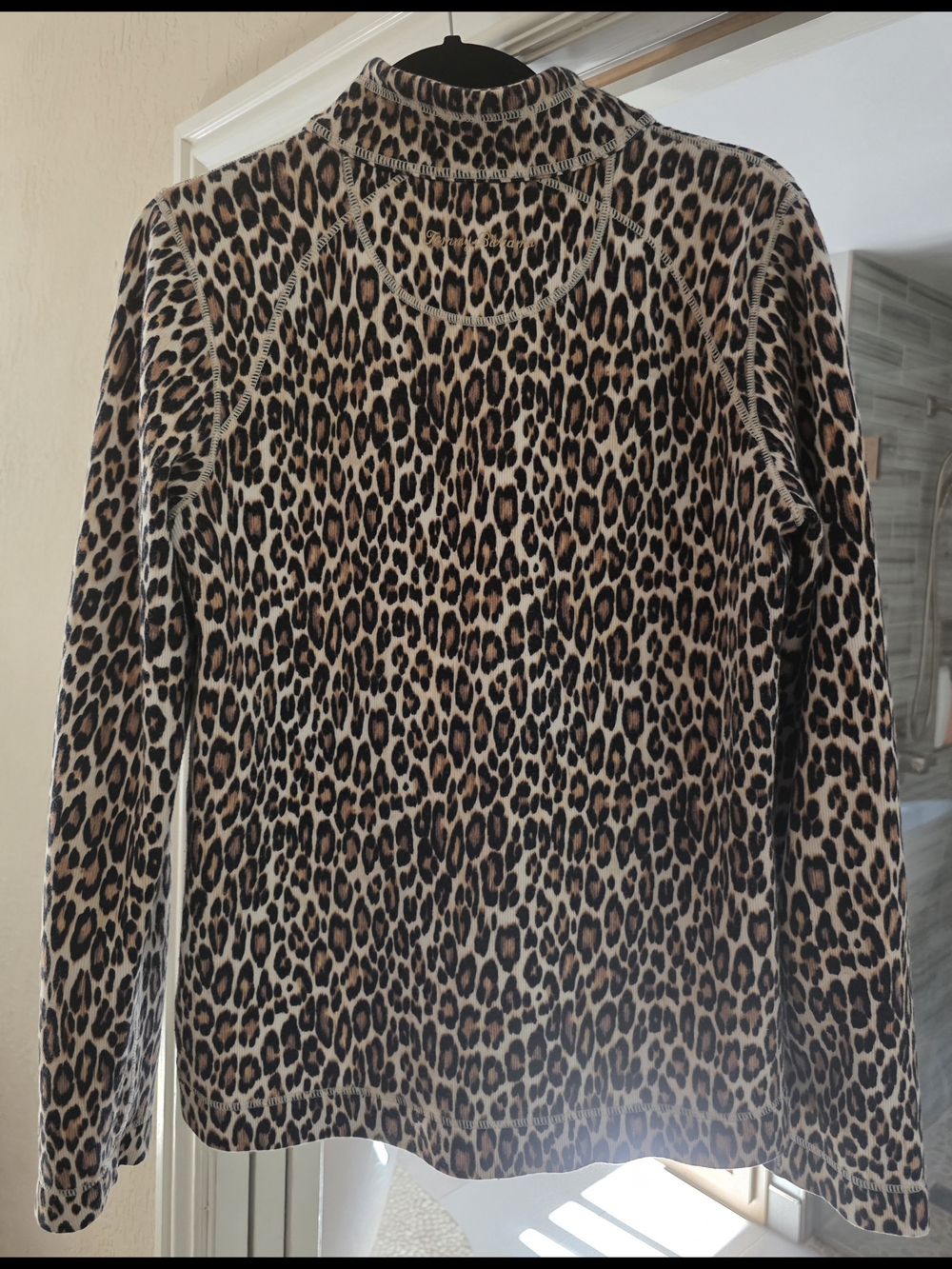 Tommy Bahama Leopard Print Half-Zip Pullover - Beige/Brown/Black - Picture 2 of 5
